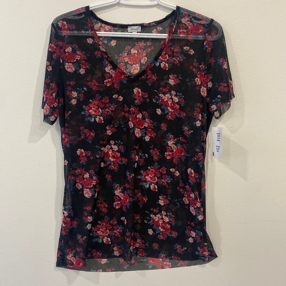 Nwt Rosette Sheer Floral Top - Picture 1 of 10